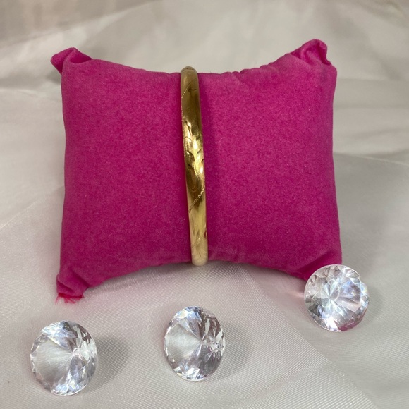 14K YELLOW GOLD vintage etched bangle bracelet REAL GOLD - Picture 3 of 17